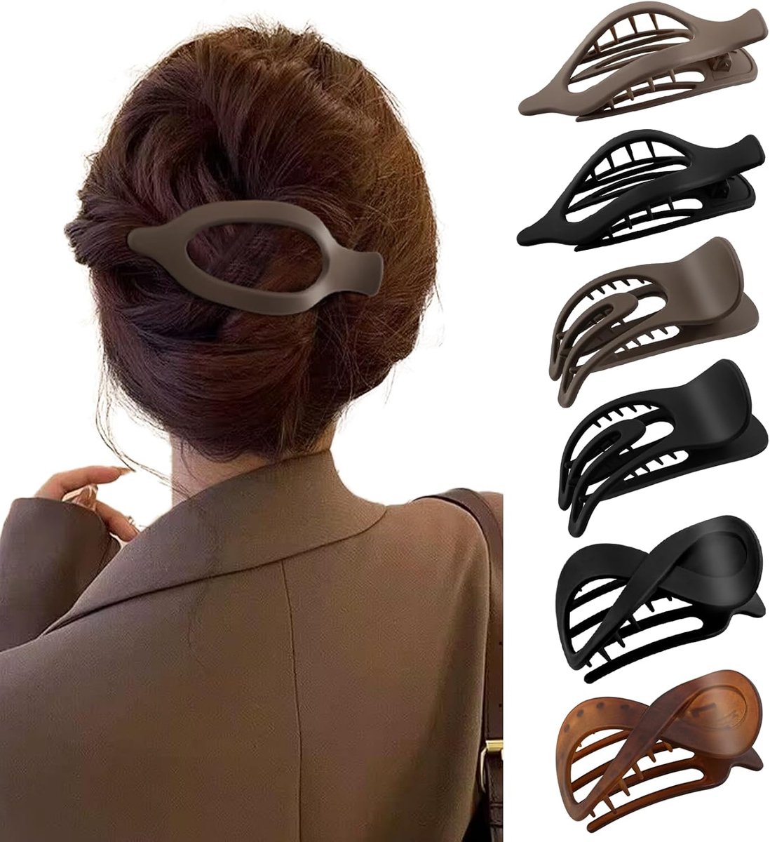 6x Grote Matte Haarklemmen Sterke Grip Antislip Accessoire voor Dik en Dun Haar