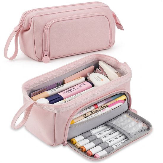 Etui XL - Pennenzak - Roze - Pennenetui - Voor school - Grote - Trousse Scolaire - Voor meisjes, jongens en volwassenen - Diydash