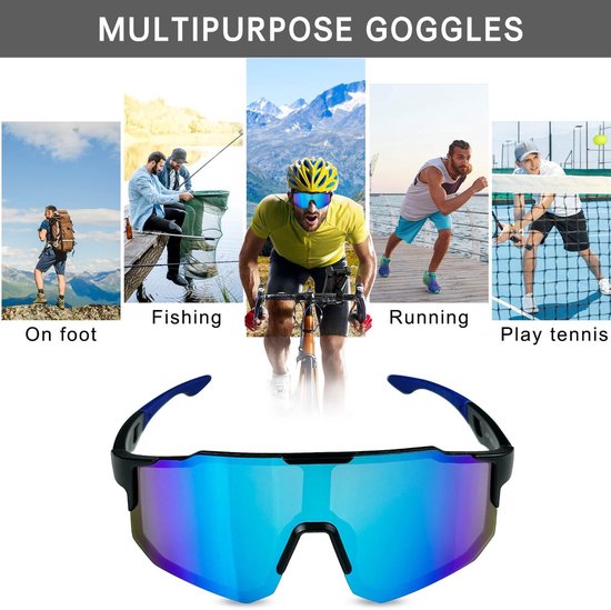 2x Gepolariseerde Sportbril - Winddicht en UV400 Bescherming voor Fietsen, Hardlopen, Skiën — afbeelding 4