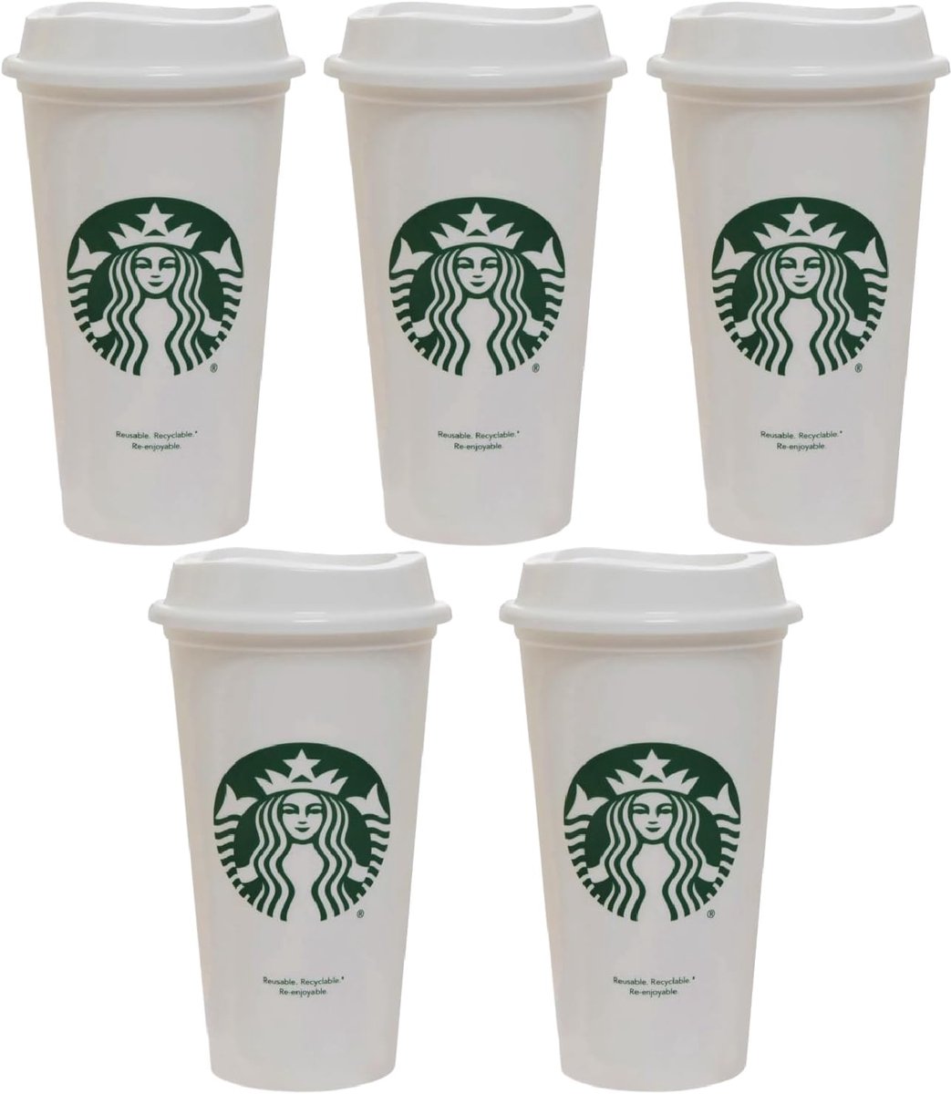 Set van 5 Herbruikbare Warme Bekers met Deksel, 16 oz