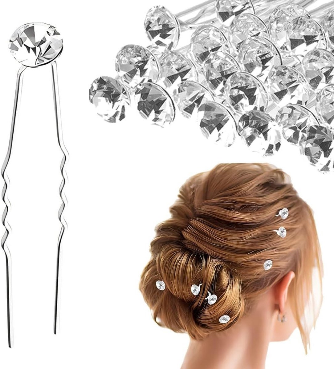 20 Stuks Bruidshaarspelden Bruiloft Strass Haaraccessoires Diamant U-Vorm Speldjes