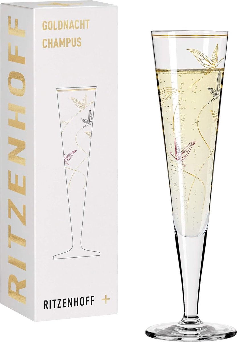 Luxe Champagneglas met Echt Goud Decoratie Kristalglas