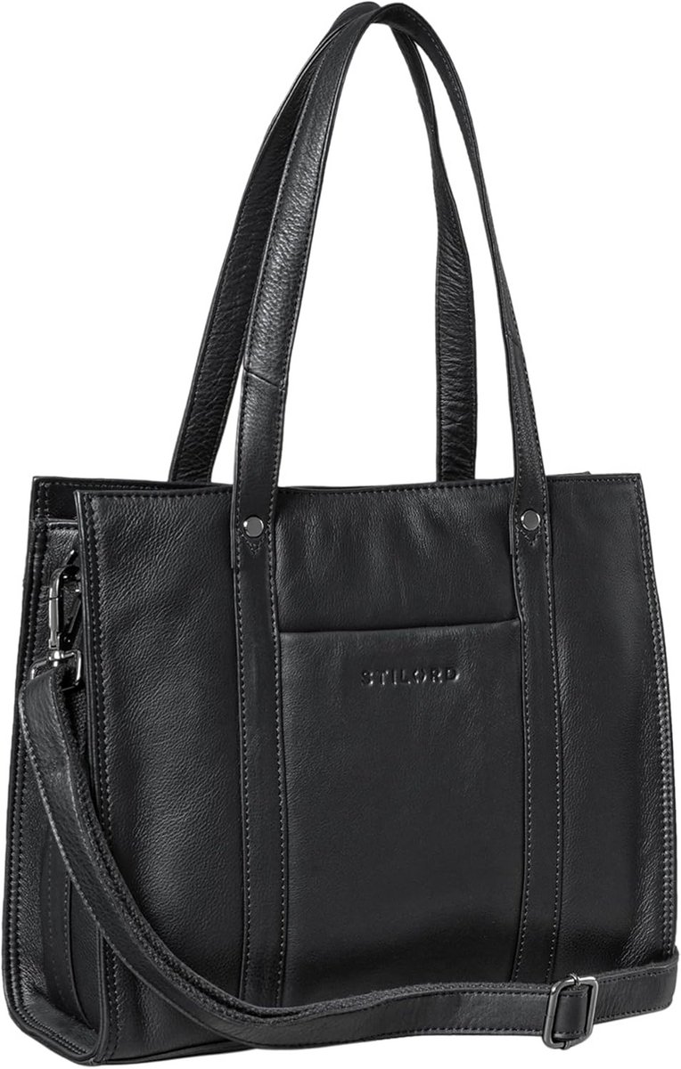 Grote Leren Shopper Dames Elegant Zakentas voor Laptop A4 Zwart