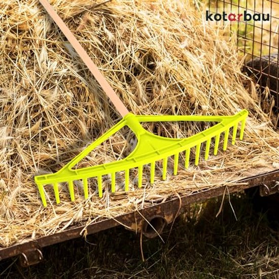 KOTARBAU® Bladhark, Tuinhark, Kunststof, 64 cm, Mintgroen, 18 Tanden, Bladbezem, Zonder Steel, voor Gras En Heg, Lichtgewicht Hark, Stevige Hark van KOTARBAU — afbeelding 2