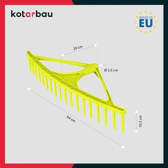 KOTARBAU® Bladhark, Tuinhark, Kunststof, 64 cm, Mintgroen, 18 Tanden, Bladbezem, Zonder Steel, voor Gras En Heg, Lichtgewicht Hark, Stevige Hark van KOTARBAU — afbeelding 3