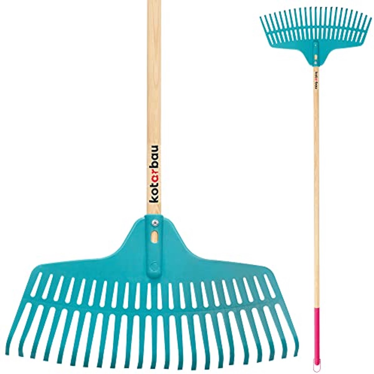 KOTARBAU® Bladhark, Tuinhark Van Kunststof, 46 cm, Turquoise, 23 Tanden, Houten Steel, Gazonhark, Stevige Hark, Lichtgewicht, Ergonomisch