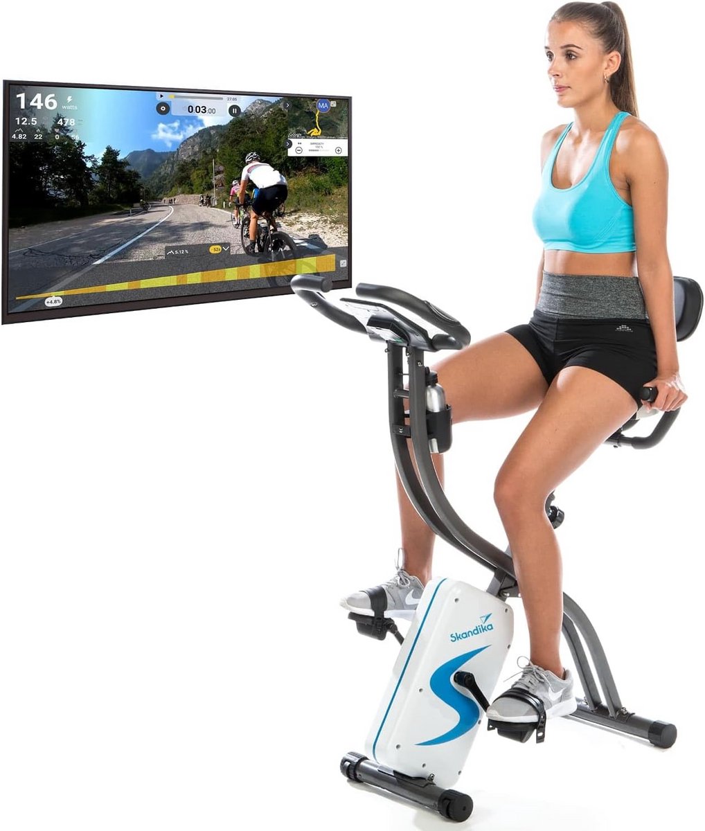 Inklapbare Hometrainer met Rugleuning, Bluetooth en 24 Weerstanden voor Thuis