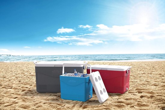 Grote koelbox 60L met handvatten en bekerhouders Blauw — afbeelding 3