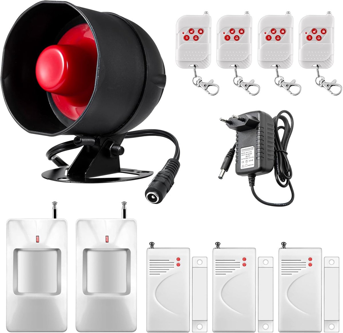Uitbreidbaar Draadloos Alarmsysteem: 11-Delige Set met 115dB Sirene, Bewegingssensor & Deuralarm