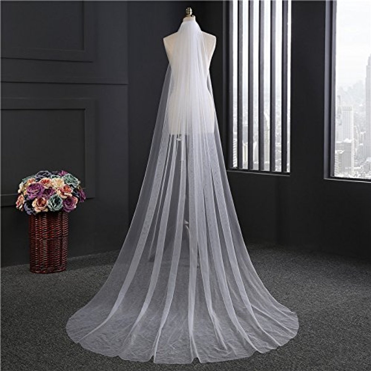 Bridal Veil - Lange Enkele Laag Tulle - 500 x 150 cm
