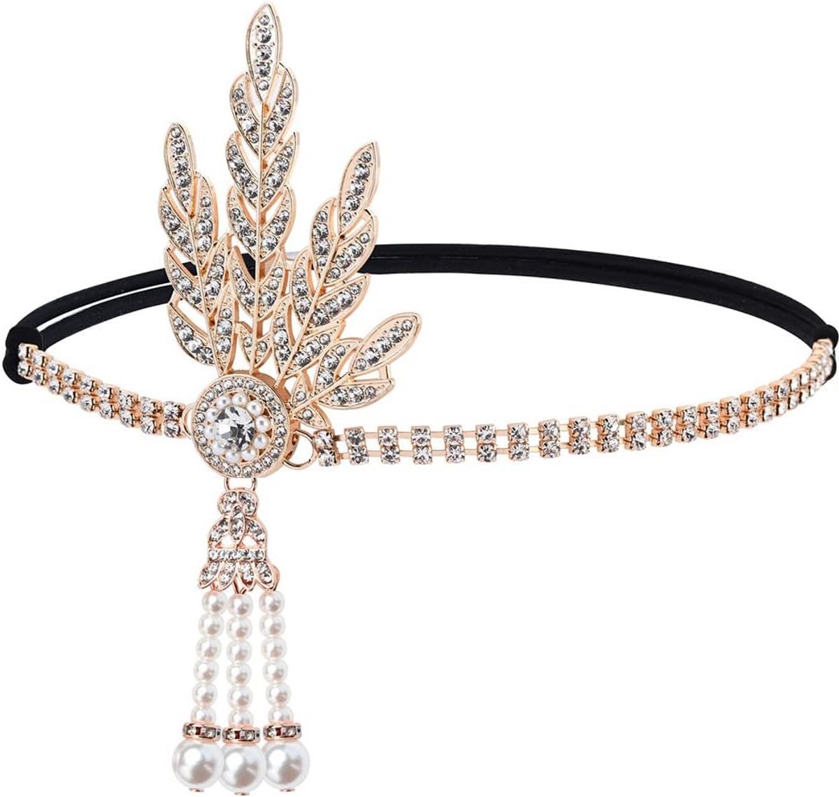 Vintage Jaren '20 Hoofdband Bruids Haaraccessoire met Parelkwastjes en Strass