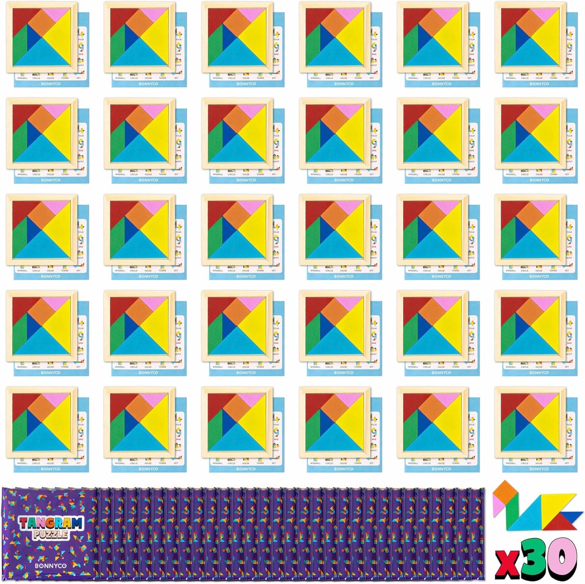 30 Stuks Houten Tangram Puzzel Set als Traktatiezakjes Vulling voor Kinderen