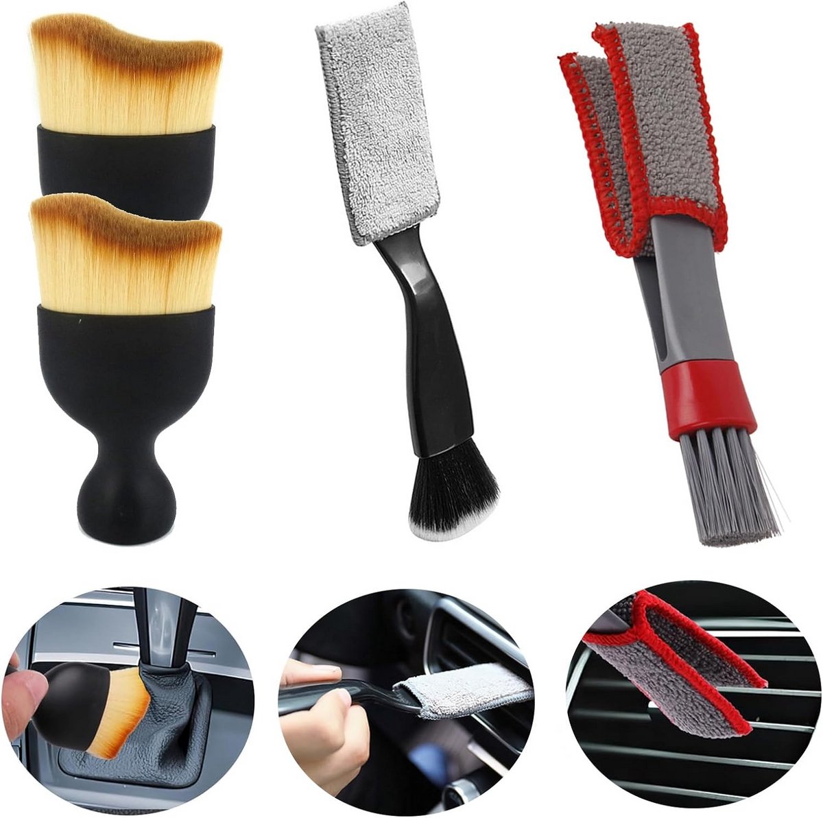 4 Delige Set Auto Detailing Borstels voor Interieur Reiniging