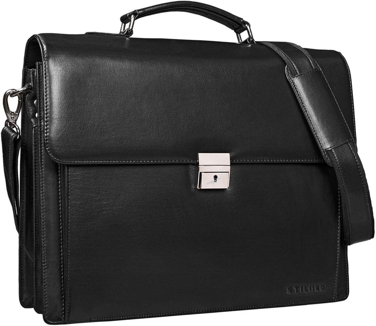 Leren Aktetas voor Heren en Dames, Geschikt voor 15.6 Inch Laptop en A4 Documenten