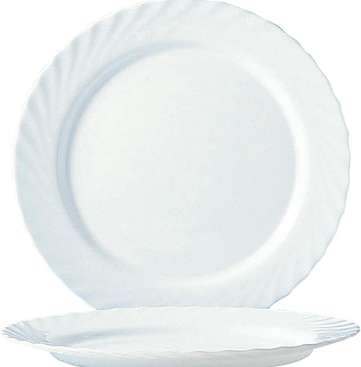 Set van 6 Platte Borden van Opaalglas, 27,3 cm, Wit