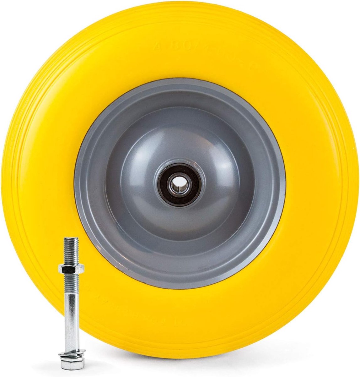 Kruiwagenwiel Massief Rubber - Lekvrij Reservewiel - Tuinwerk - Pannenbestendig - Ø 390 mm - Geel