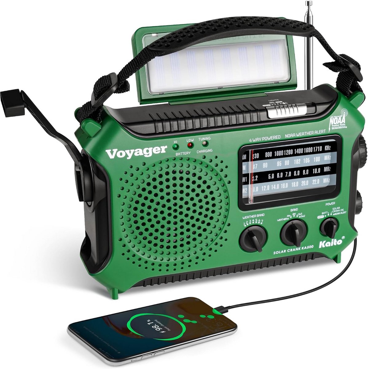 Draagbare Noodradio AM/FM/Kortegolf met Zonnepaneel en Oplaadbare Dynamo