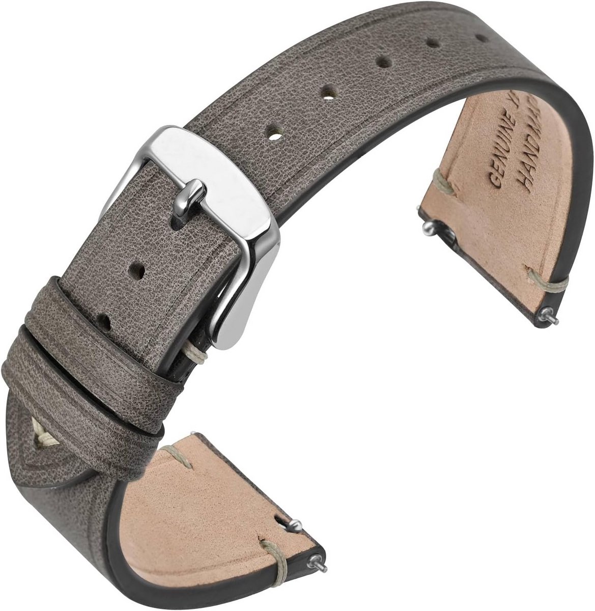 Dunne Leren Horlogebandjes 18mm 20mm 22mm met Zilveren Gesp - Snelwisselsluiting