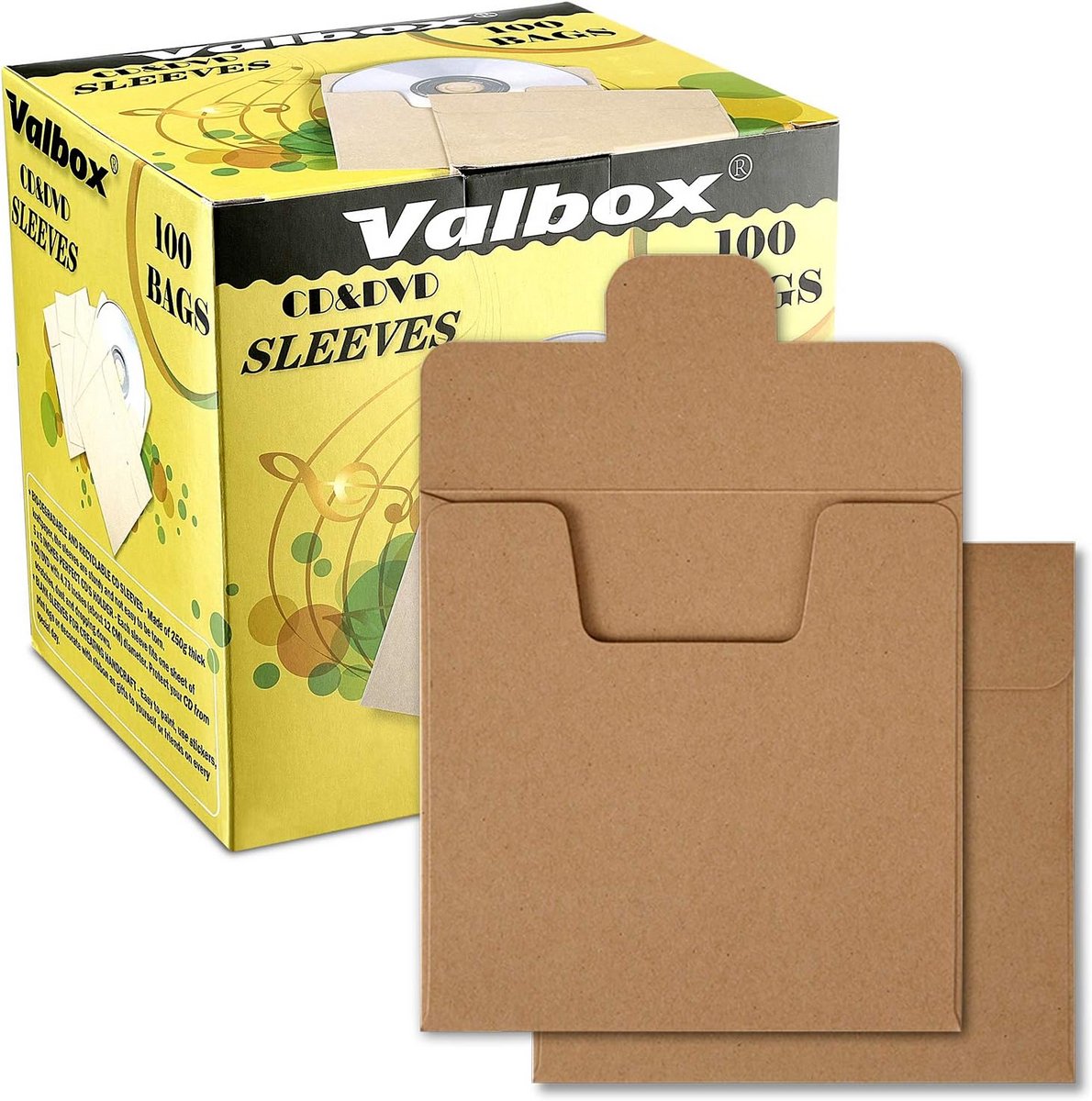 50x Kartonnen CD DVD Hulsjes - Bruine Kraft Papieren Opberghoezen (Set van 100)