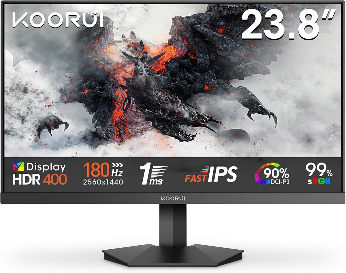 24 Inch QHD 1440P Gaming Monitor 180Hz IPS 1ms Adaptive Sync