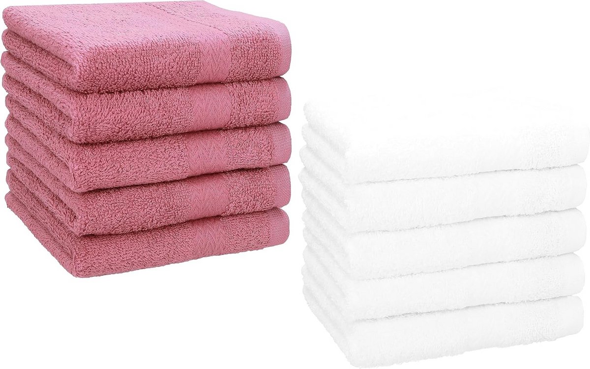 10 Stuks Premium Zeepdoekjes 100% Katoen 30x30cm Oudroze en Wit