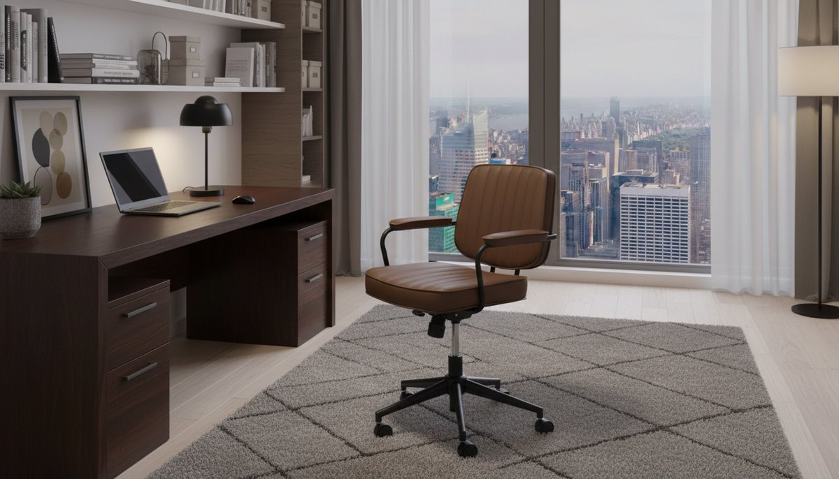 Bureaustoel Casa Velluto Berne Vintage – Retro Bureaustoel Bruin Kunstleer – Ergonomische Draaistoel met Kantelfunctie en Verstelbare Hoogte – Comfortabele Kantoorstoel voor Thuiswerk, Bureau en Werkplek thumbnail 5