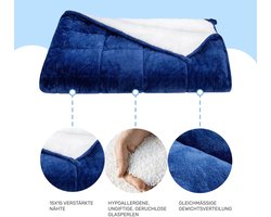 Dailydream | Verzwaringsdeken voor volwassenen van pluizig fleece, editie Blauw. 6 KG / 135x200cm - weighted blanket - Zwaartedeken - Verzwaarde Deken -