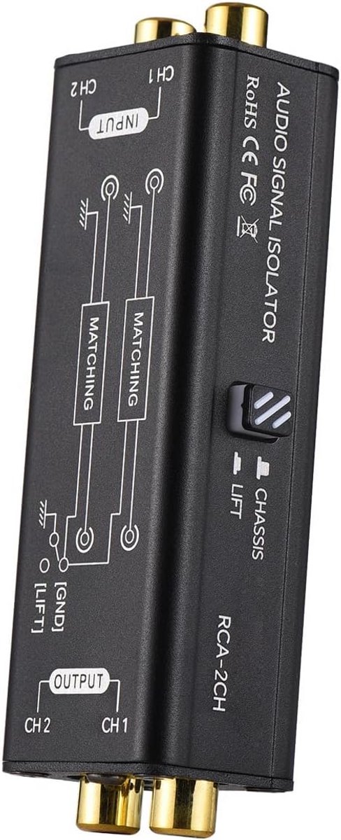2 Kanaals RCA Ground Loop Isolator voor Ruisvrije Audio in Stereo Systemen