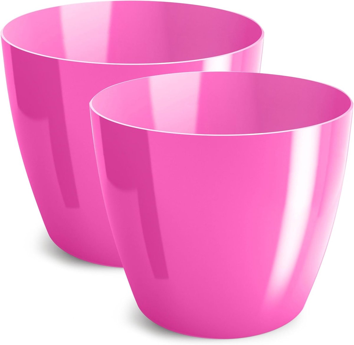 Set van 2 Glanzende Kunststof Bloempotten 9,5 cm Decoratief voor Planten en Kruiden