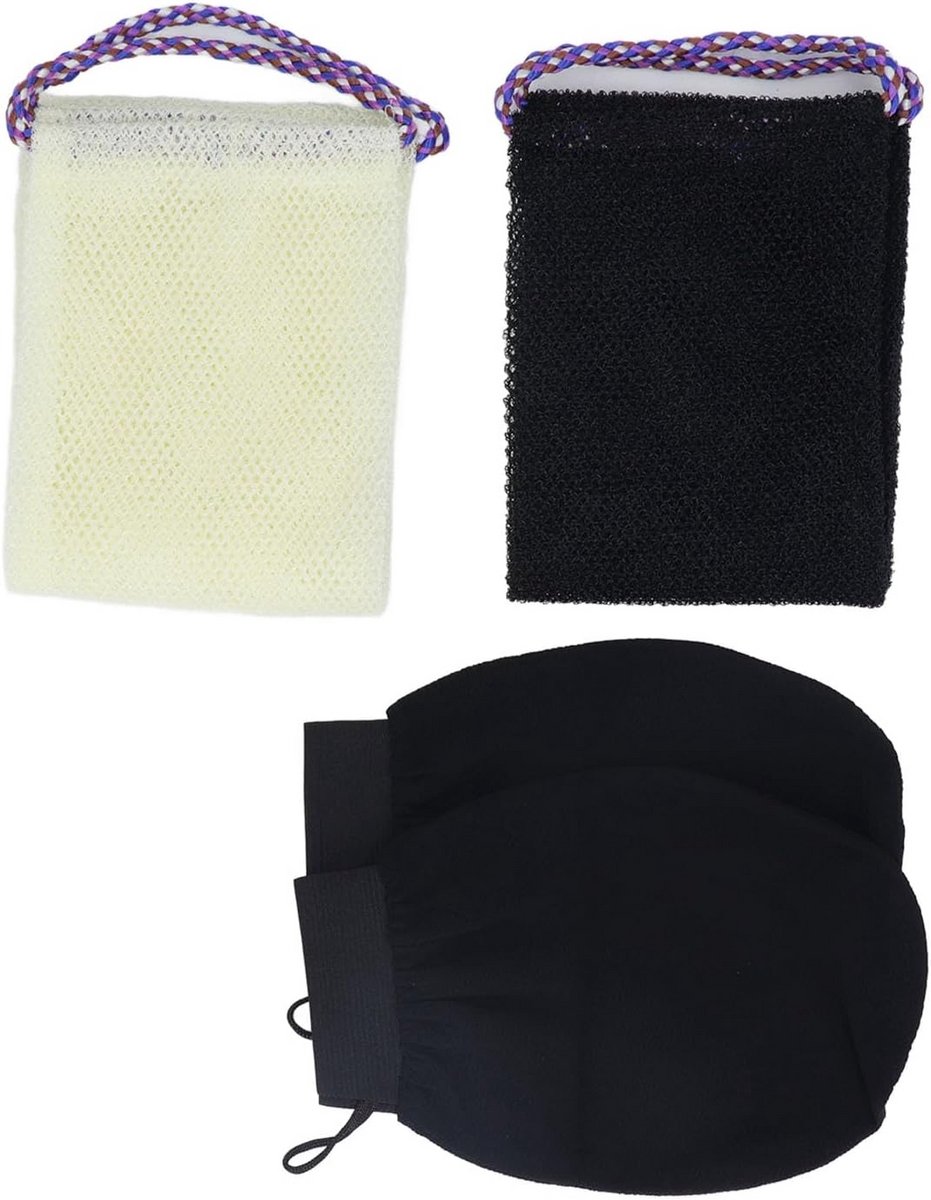 Lange Exfoliërende Douche Spons en Handschoenen Set - Diepe Reiniging Lichaamsscrub