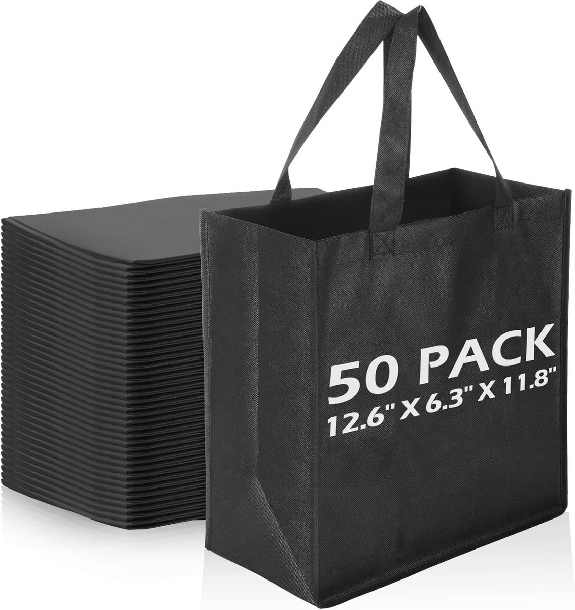 50 Herbruikbare Boodschappentassen - Non-Woven Draagtassen met Handvatten - Opvouwbaar voor Winkelen