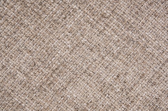 Taupe textiel met een grove weving.