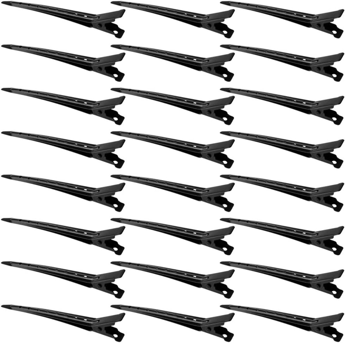 24 Stuks Haarclips Zonder Zegen Kroko- of Eendenbekmodel Zwart Metaal