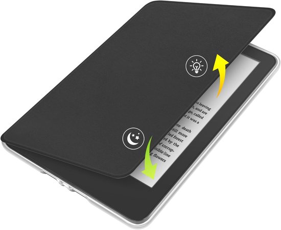 Beschermhoes geschikt voor Kindle Paperwhite KPW6 (7 inch), ultradunne transparante zachte achterkant, met automatische slaap-/wekfunctie -zwart — afbeelding 3