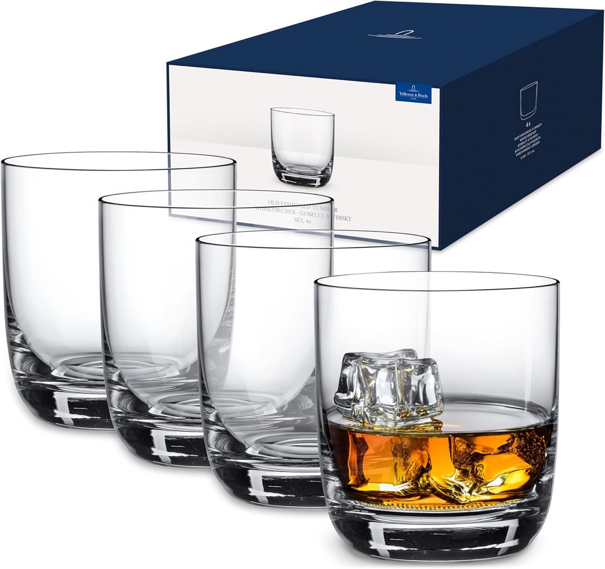 Set van 4 Luxe Whiskyglazen Kristalglas Hoog Model