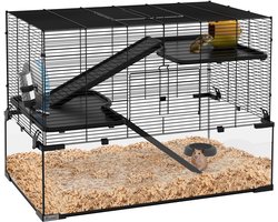 PawHut Hamsterkooi - Staaldraad - 76,5 x 48,5 x 54,5 cm - Zwart