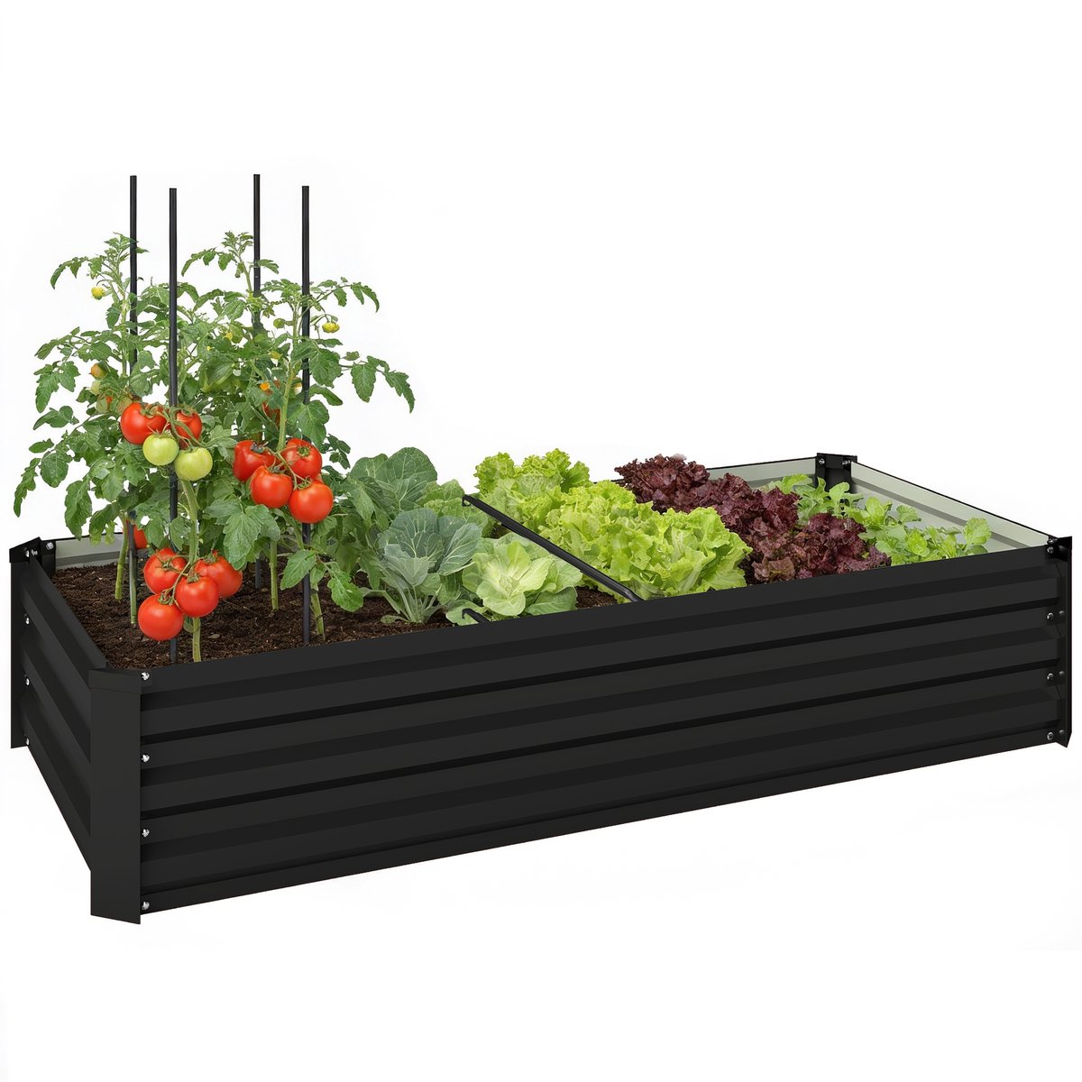 Outsunny tuinbed - Gegalvaniseerd staal - 150 x 70 x 30 cm - Donkergrijs