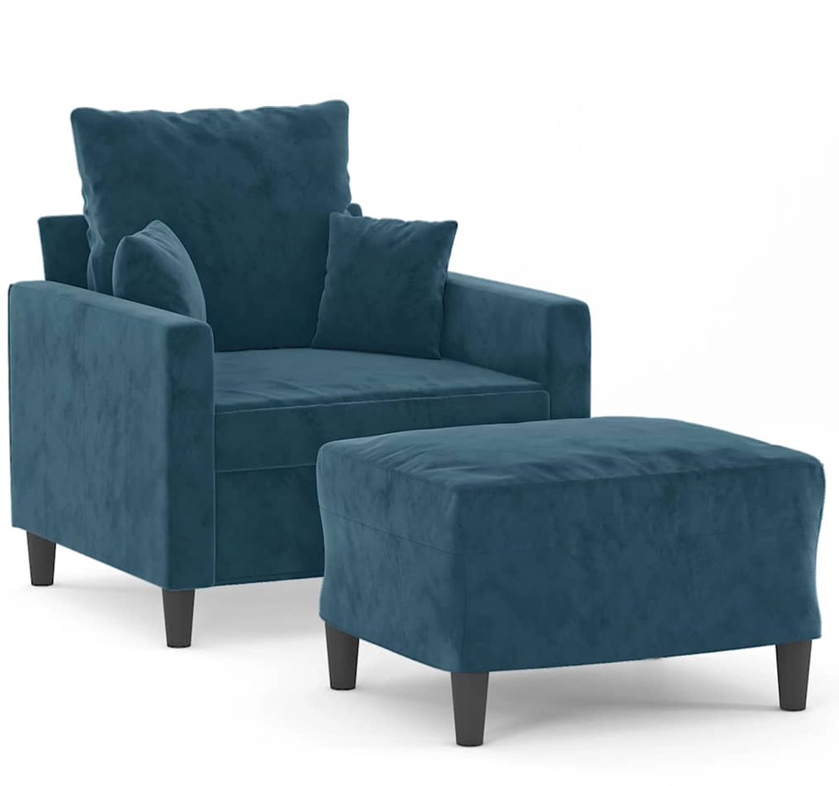 vidaXL Fauteuil - met - voetenbank - 60 - cm - fluweel - blauw
