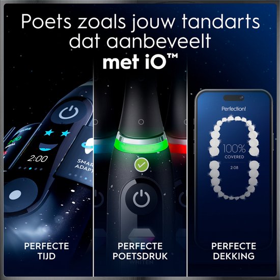 Oral-B iO 10 Elektrische Tandenborstel - Zwart - inclusief Oplaadreisetui en Opzetborstelhouder