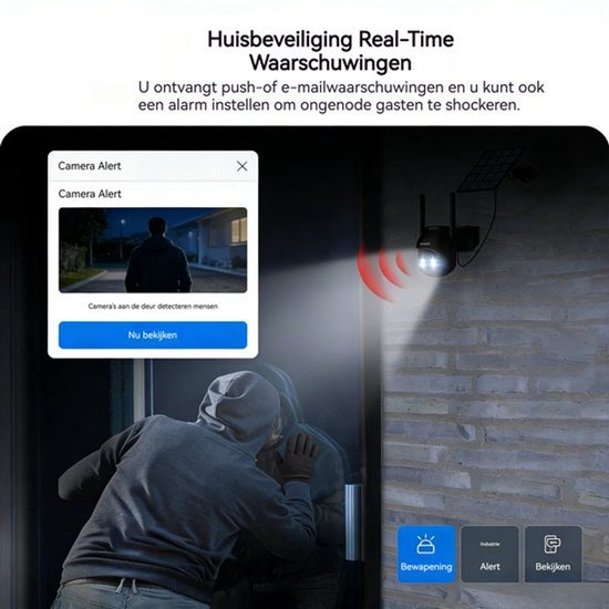 ieGeek Beveiligingscamera 4G LTE - Simkaart - Outdoor Zonne - 2K 3MP - 360° Draadloze Bewaking - Camerabewaking met Nachtzicht - IP66 Waterdichte Buitencamera Zonder Wifi - PIR-Detectie - App-Bediening - Tweeweg Audio - 4 Stuks van Merkloos — afbeelding 4