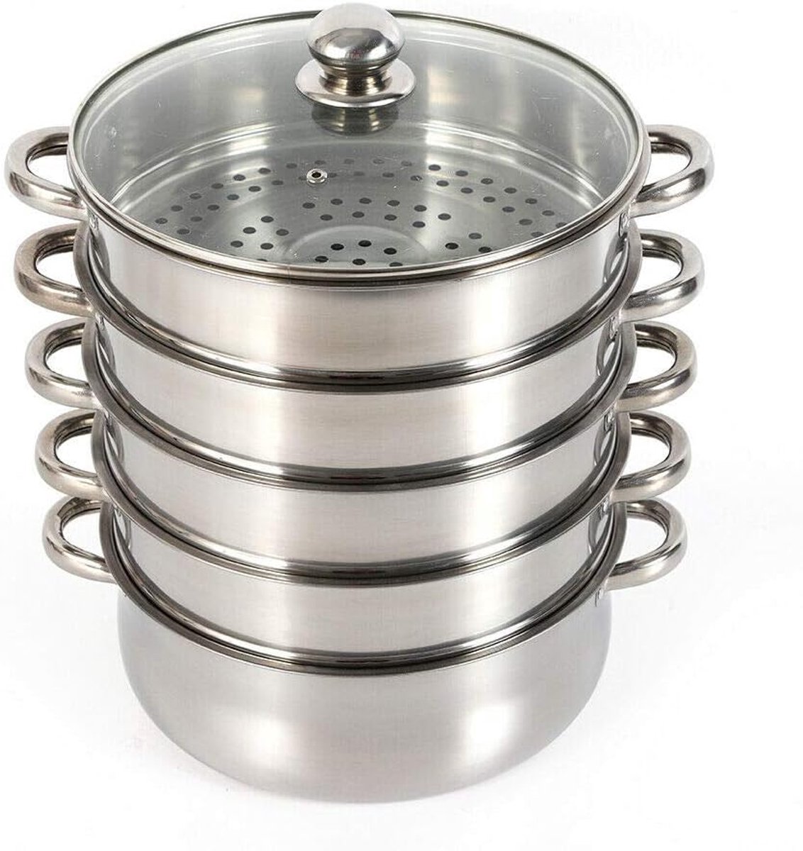 Stoompan 5-laags RVS met Glazen Deksel 30 cm