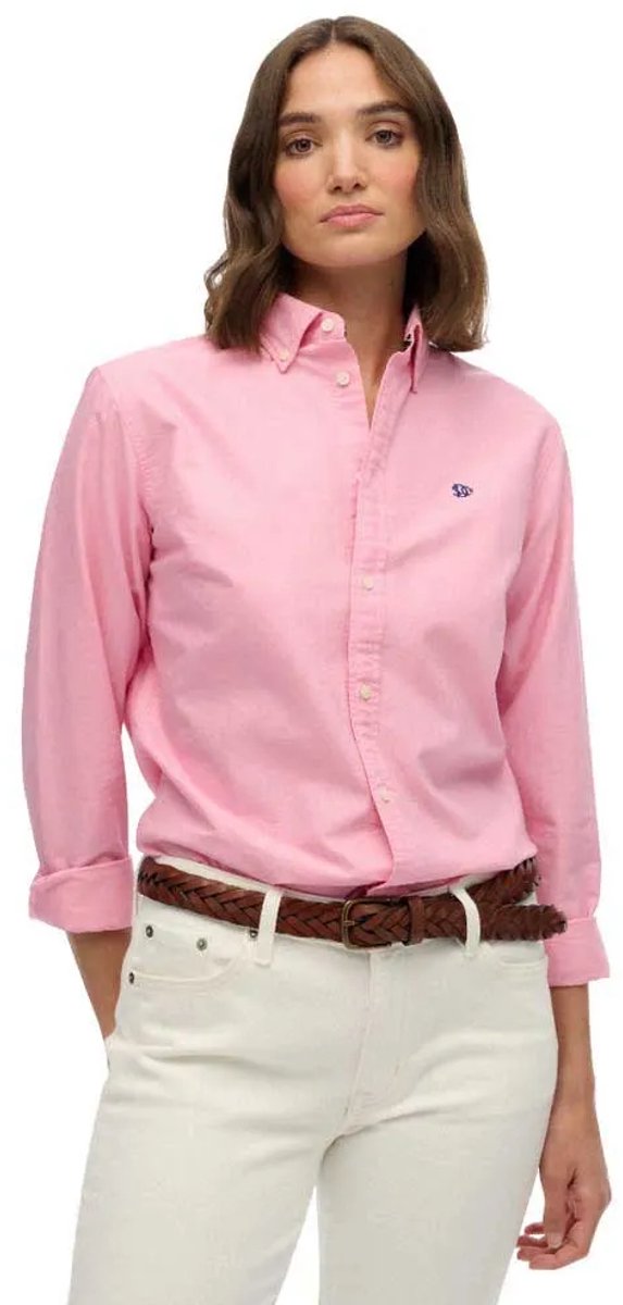 Superdry Slim Oxford Button Down Overhemd Dames Shirts Roze