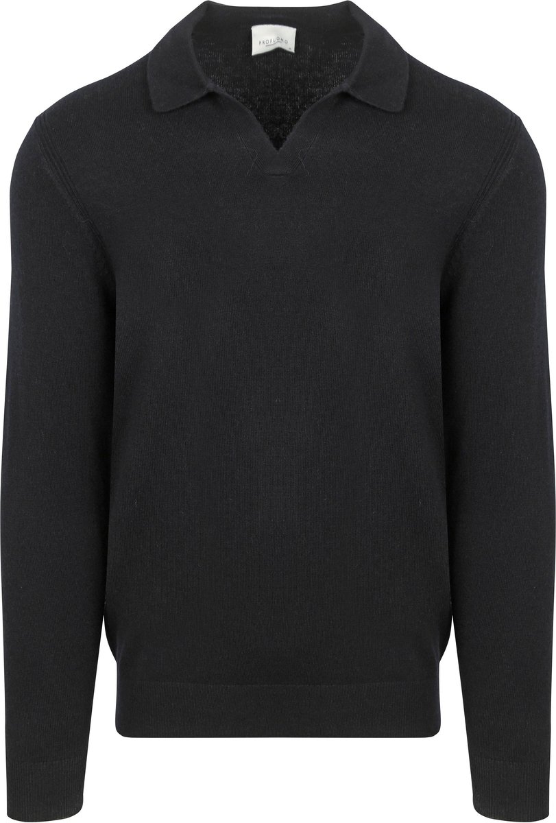Profuomo Longsleeve Poloshirt Wol Blend Navy - Maat M - Heren - Pullovers