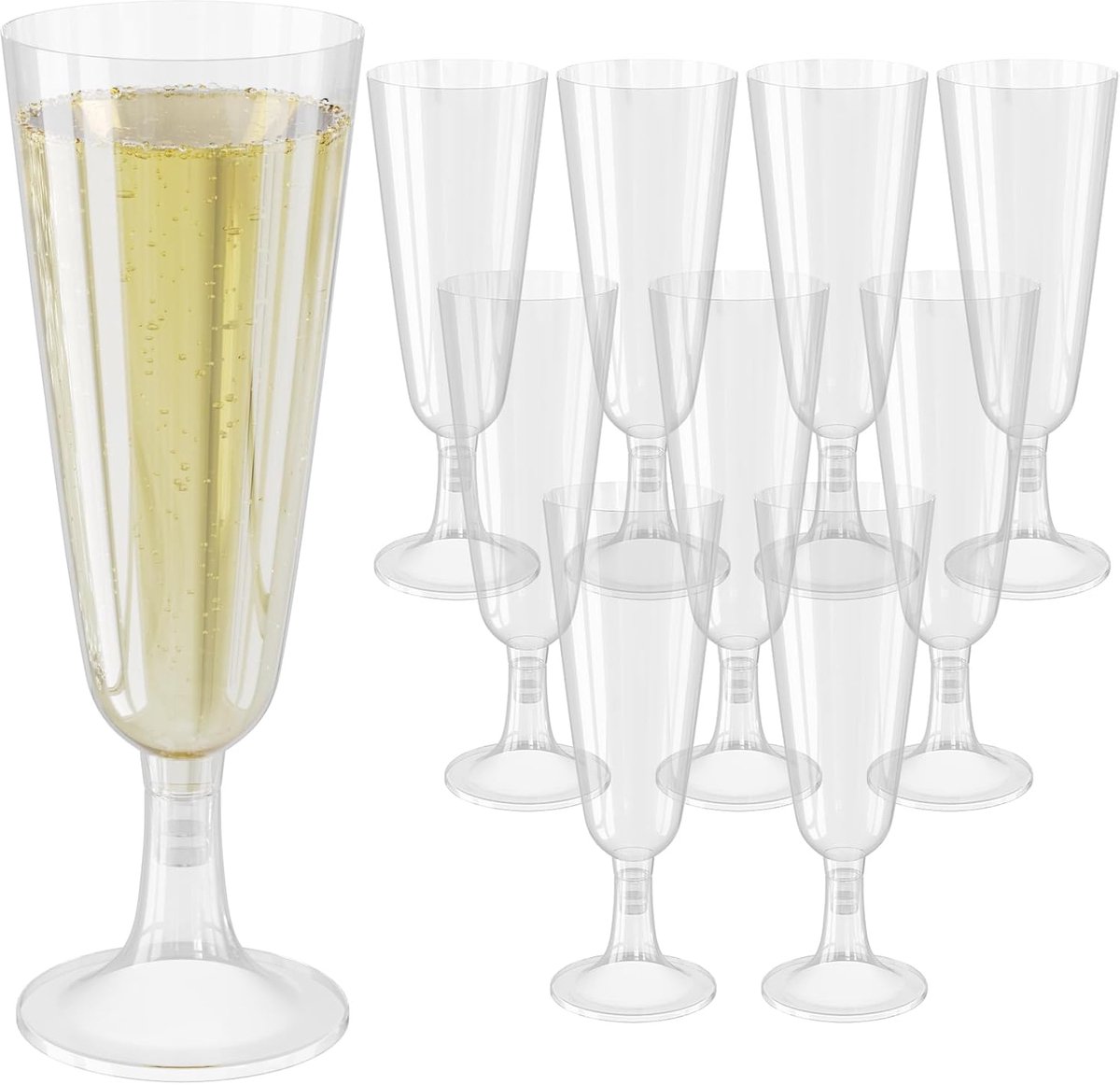 120x Onbreekbare Kunststof Champagneglazen (150ml) - Herbruikbare Transparante Steelglazen