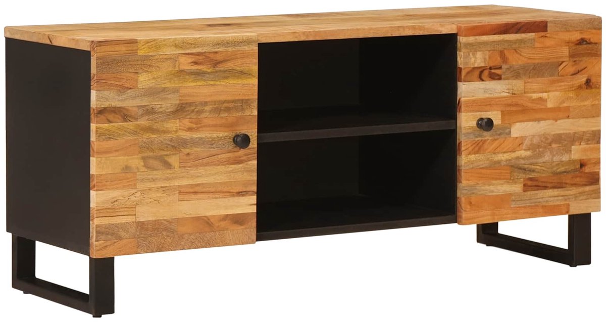 vidaXL - TV - Kast - met - opslag - Bruin - 105 - x - 33 - x - 46 - cm - Massief - Mango - Hout
