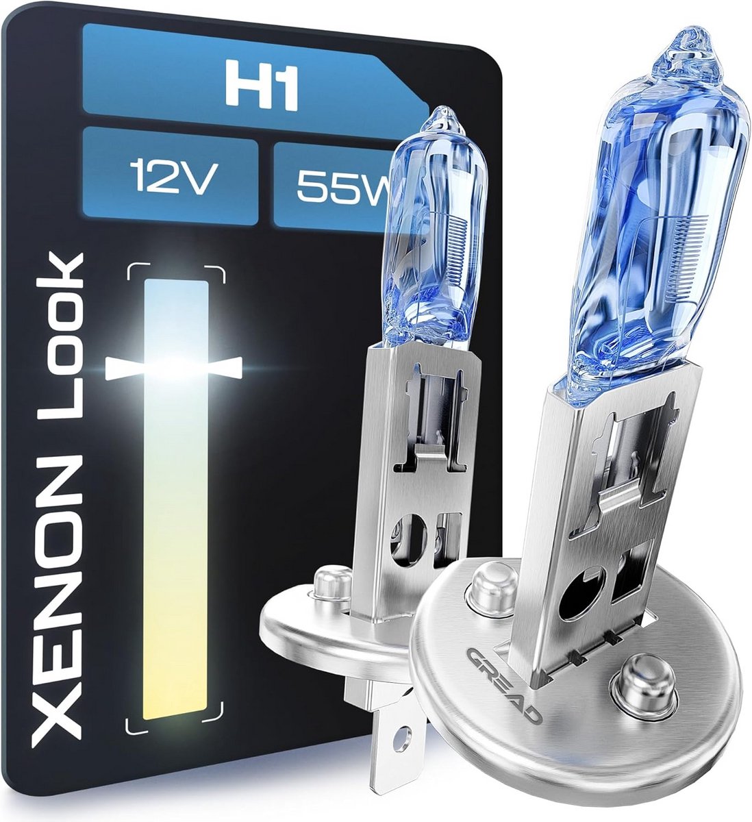 2x H1 Halogeen Lampen Super Wit Xenon Look 8500K 55W - E-Keurmerk