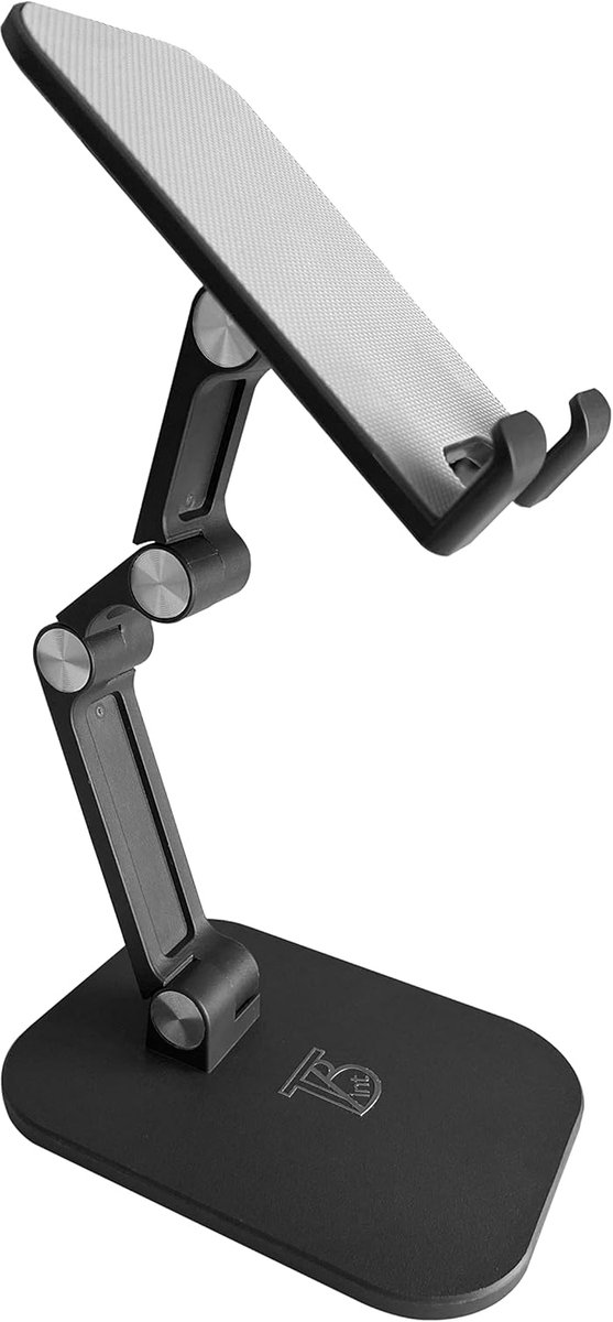 Stevige, opvouwbare en verstelbare houder voor tablet, iPad en mobiele telefoon (Zwart)