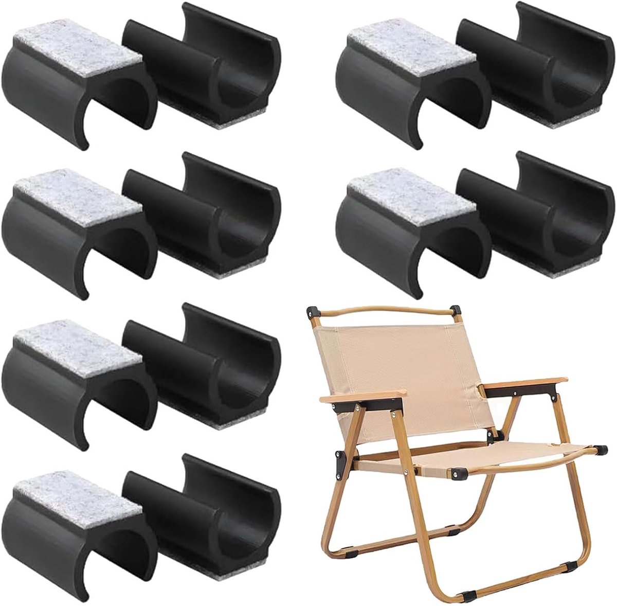 Set van 12 Stoelfeutjes voor Buiskantelstoelen - Krasvrij Glijden en Geluidsdemping