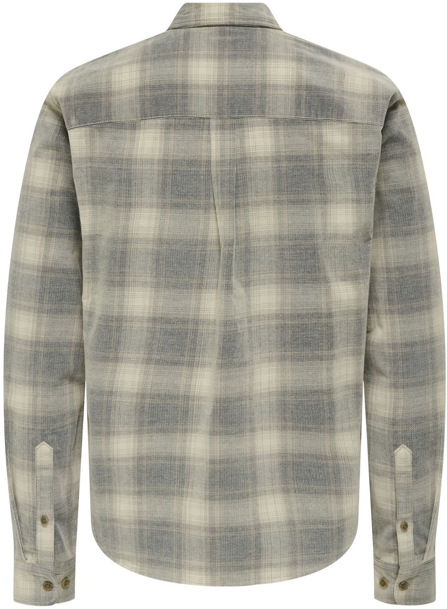 Only & Sons William Overhemd Herenblouse lange mouw Nights Falcon/ Lining Beige