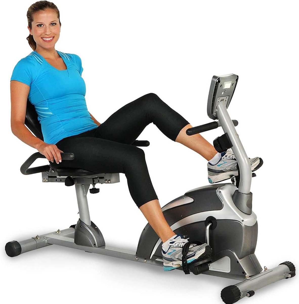 Comfortabele Ligfiets Hometrainer met Magneetrem, Geschikt voor Lange Personen tot 2,01m